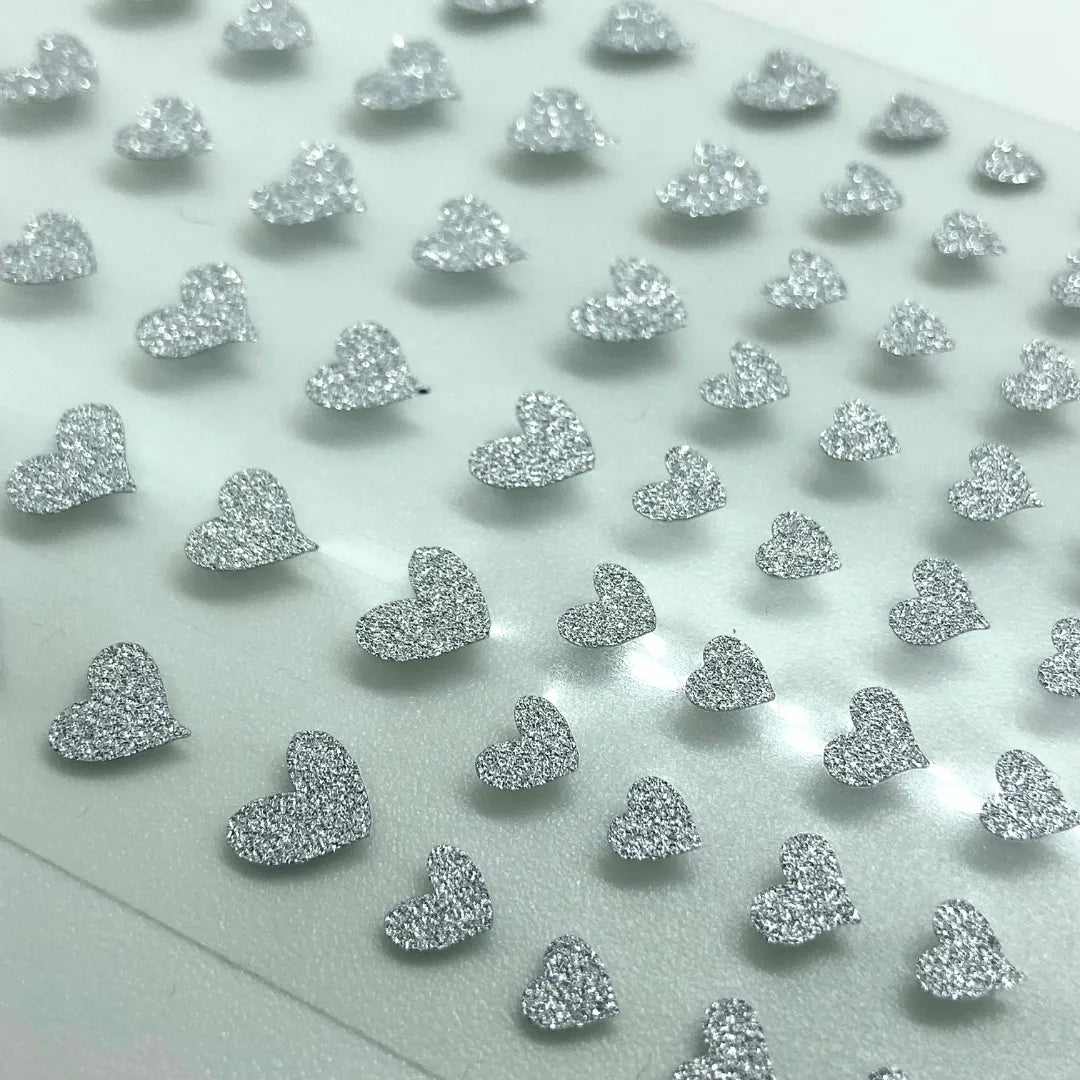 Stickers Corazones Plateados