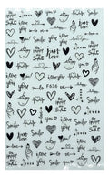 Stickers Corazones y letras negras F636
