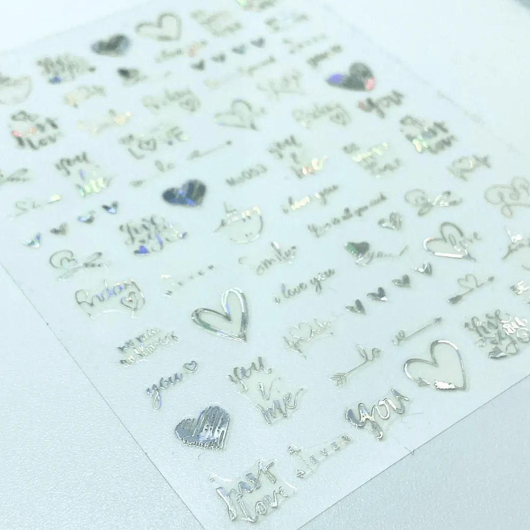 Stickers Corazones y letras tornasol Me053