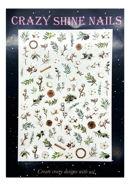 Stickers hojas y flores grandes