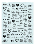 Stickers Corazones y letras negras Me053