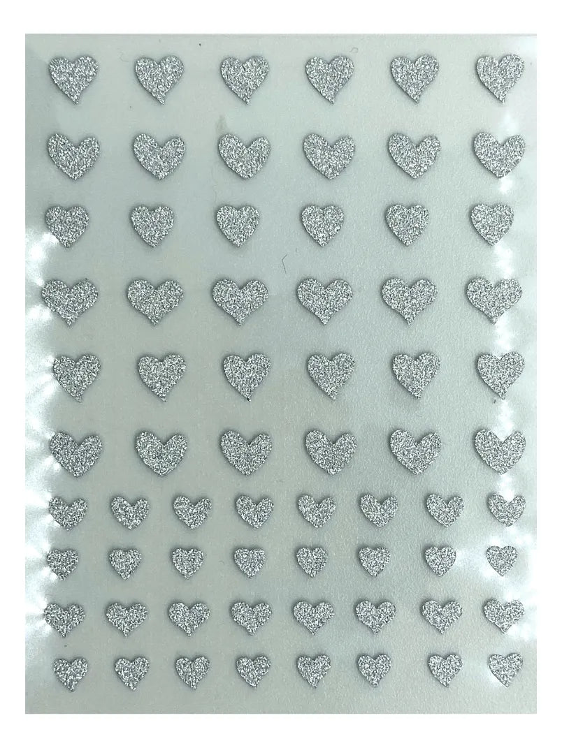 Stickers Corazones Plateados