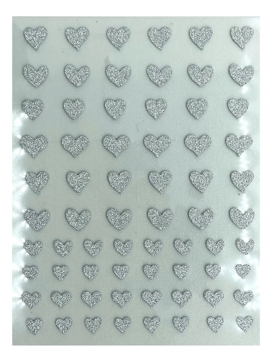 Stickers Corazones Plateados