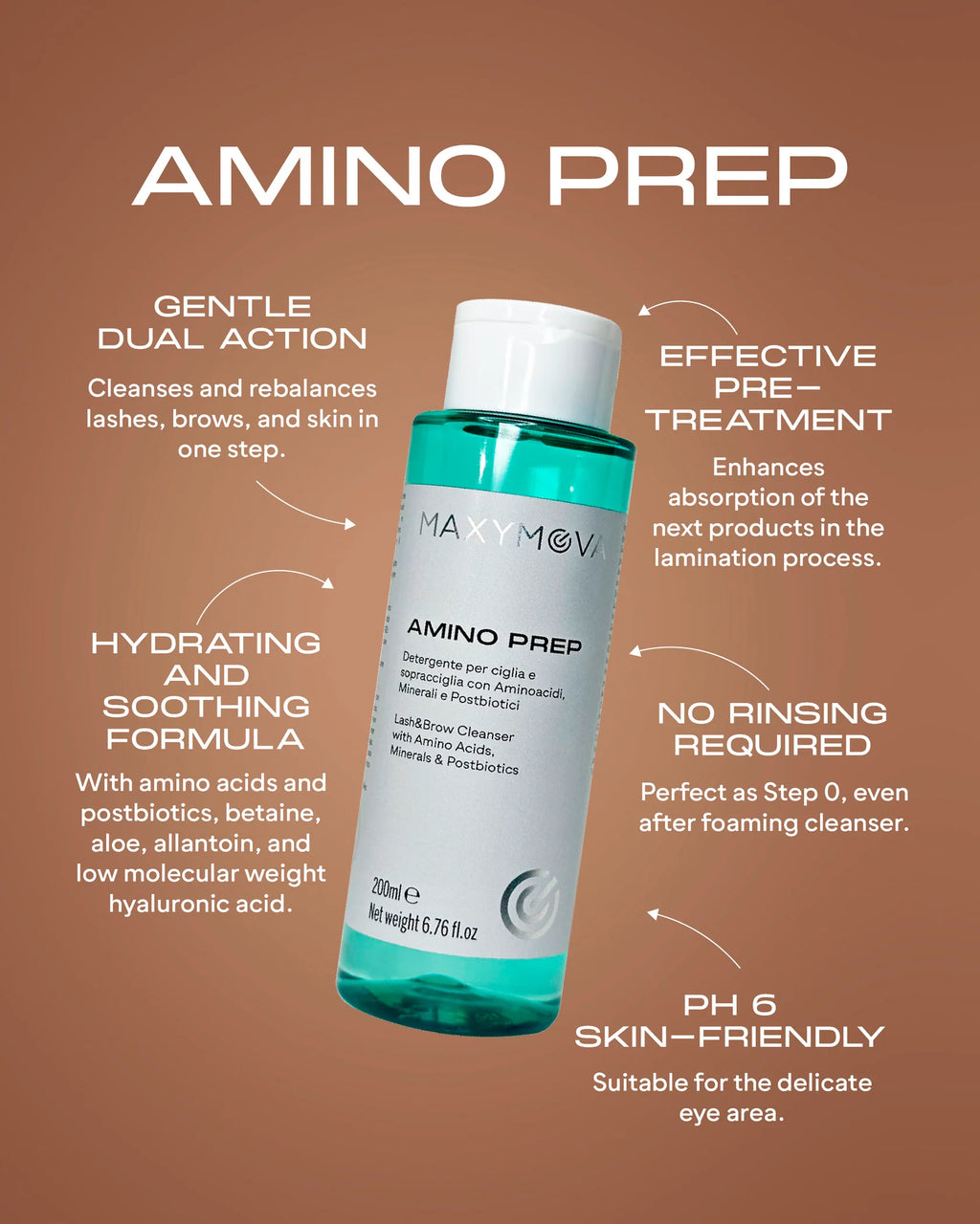 Amino Prep Maxymova | Limpiador pestañas y cejas