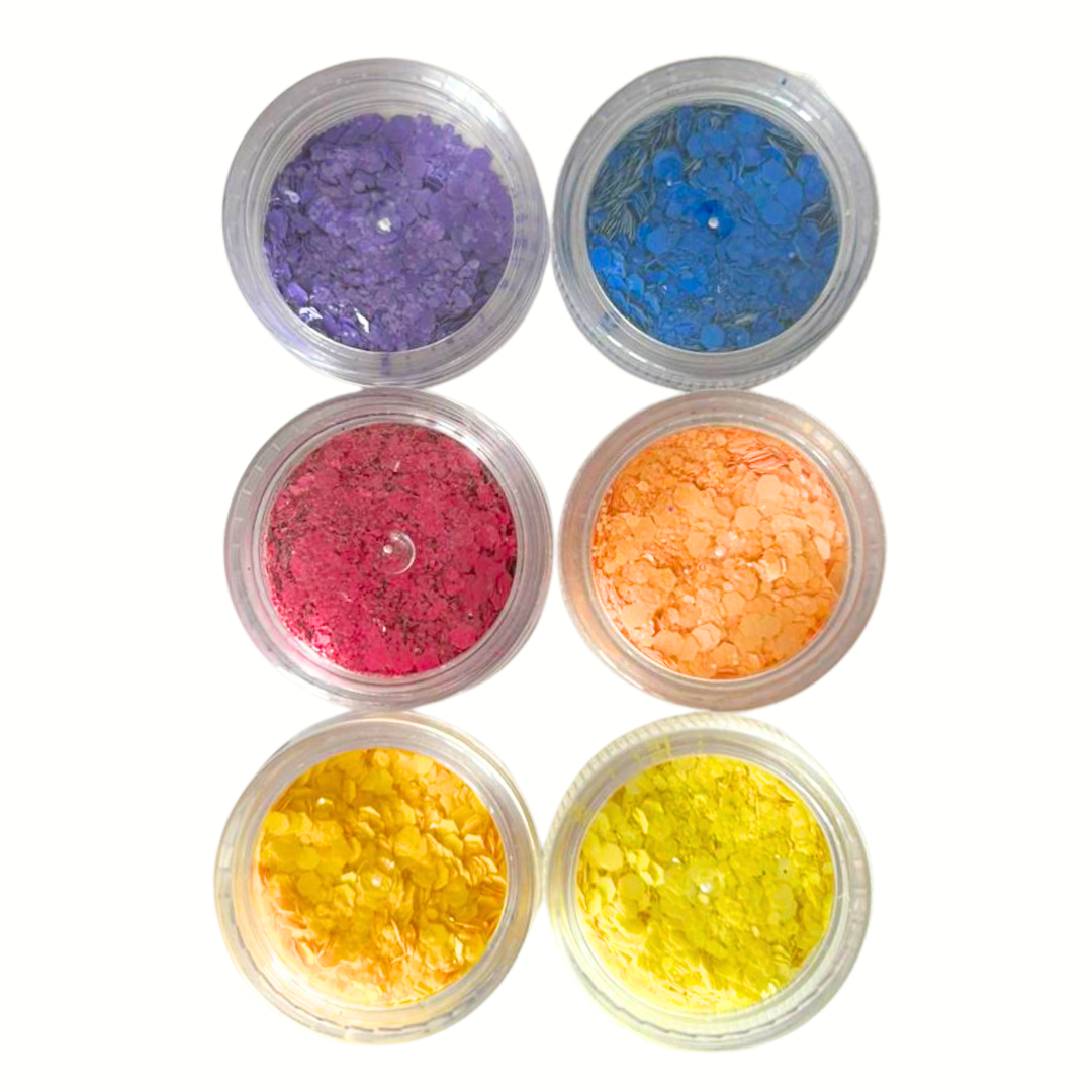 Decoración uñas Mix Hexagonal mate