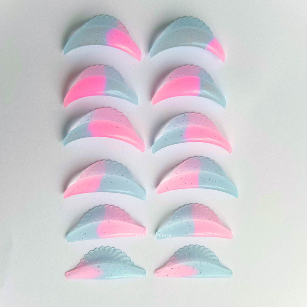Moldes Bigudies Lifting Rosa y celeste con Glitter