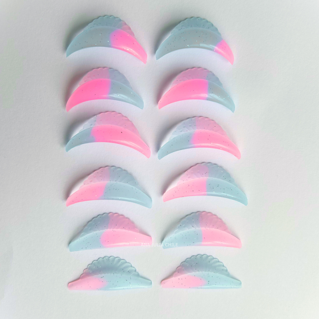 Moldes Bigudies Lifting Rosa y celeste con Glitter